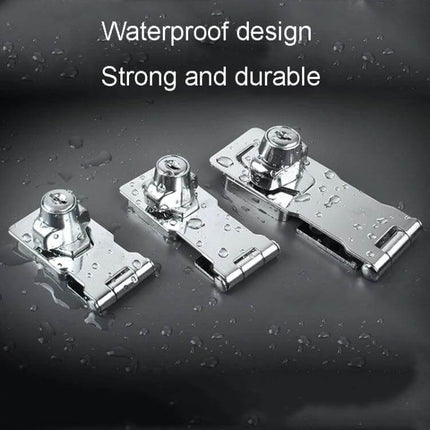No Hole Hook With Locking Hasp For Drawers 4 Inch Interlocking stainless steel brushed finish twist-to-lock waterproof design