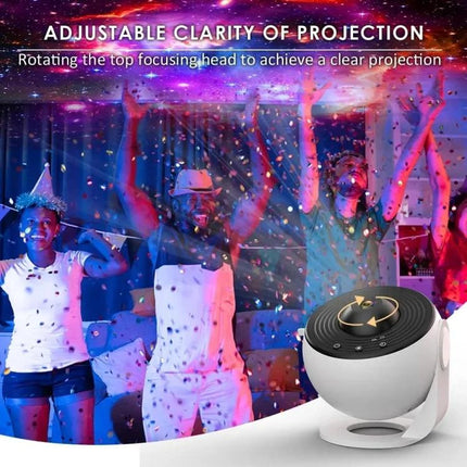 Starry Projector Lamp for Kids' Bedroom Evening Relaxation projecting colorful galaxy and confetti effect for calming bedtime ambiance