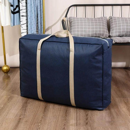 Extra Large Foldable Moving Storage Tote For Clothes navy non-woven fabric travel storage bag with handles and zipper