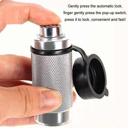 Reliable Padlock for Securing Tow Hooks on the Go — cast steel automatic tow hook lock being pressed to engage