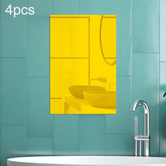 4 piezas de pegatinas de pared estéreo con espejo acrílico rectangular con modelos en ángulo recto