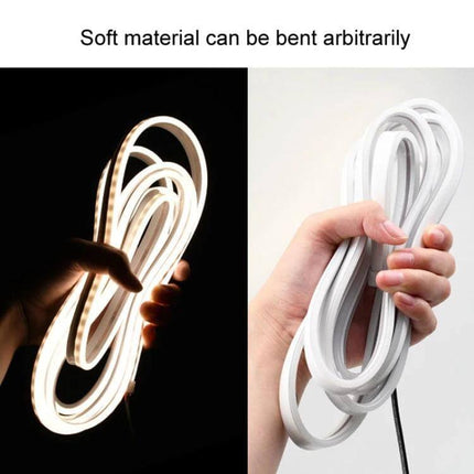 Tesla Front Trunk Ambient Light Strip For Interior Use - flexible silicone LED strip showing lit and unlit views, plugs into original wiring