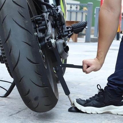 Foldable Motorcycle Lifting Frame for Rear Wheel Support iron rear wheel support lifting frame in use for maintenance