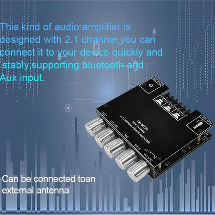 ZK-MT21 Bluetooth Amplifier for Home Audio Systems compact Bluetooth 5.0 amp with AUX and antenna support for living room and bedroom audio