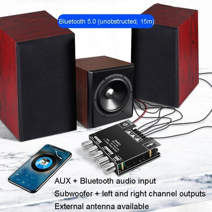 ZK-MT21 Bluetooth Amplifier for Home Audio Systems compact Bluetooth 5.0 amp with AUX input and subwoofer outputs for living room audio