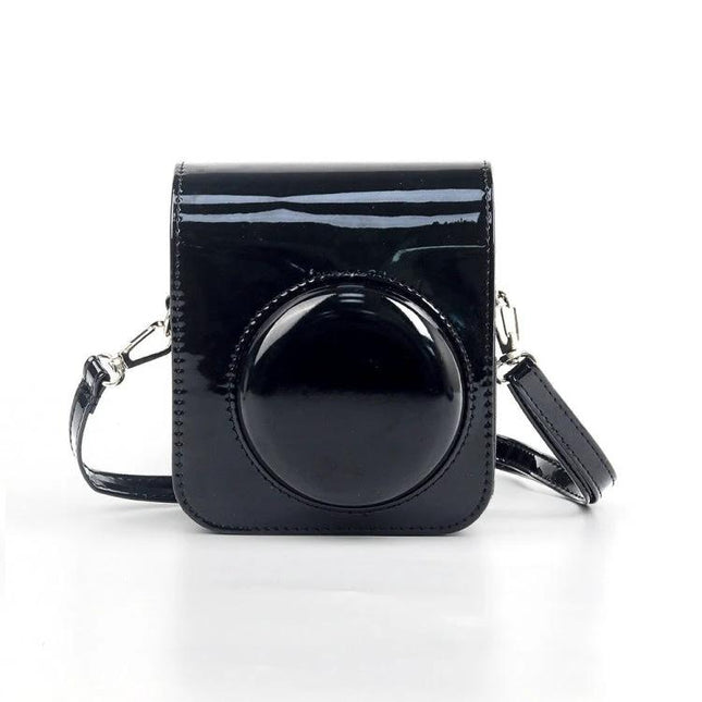 Stylish Protective Bag for Fujifilm Instax Mini12 Camera Black PU Leather Crossbody Case