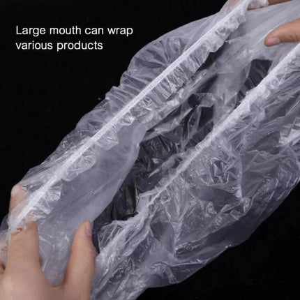 Air Conditioner Dust Cover for Indoor Unit 70x145cm - PE material with elastic cinch shown stretched over large mouth for easy fitting and dust protection