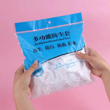 Air Conditioner Dust Cover for Indoor Unit 70x145cm — PE dust cover in retail packaging held by hands, fits standard indoor AC units