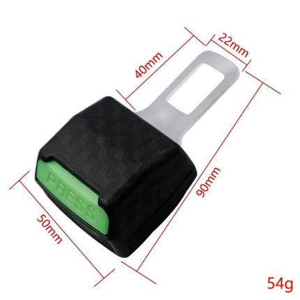 Car Safety Belt Insert Head Limiter With Lock Tongue For Quick Release - compact ABS+metal quick-release seat belt extender showing dimensions