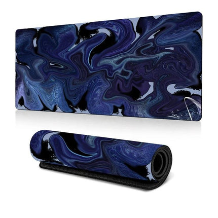 Extra Large Abstract Mouse Pad for Gaming and Office Use with blue black marbled design, roomy surface for keyboard and precise mouse control