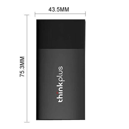 Lenovo Thinkplus 1TB Portable Solid State Storage Drive - compact black USB 3.1 SSD, 75.3mm x 43.5mm portable storage device