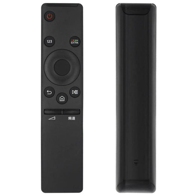 Samsung TV Remote Control for LCD, LED, and Plasma Models - slim black replacement remote showing front and back views