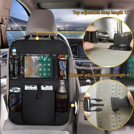 Car Seatback Organiser 600D Oxford Cloth For Travel - slim travel car backseat organiser with tablet pocket, drink and snack holders, adjustable straps