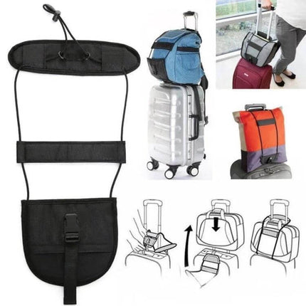 Lever Box Packing Belt For Luggage, Adjustable Strap securing backpack and bag to suitcase handle with elastic buckle for travel