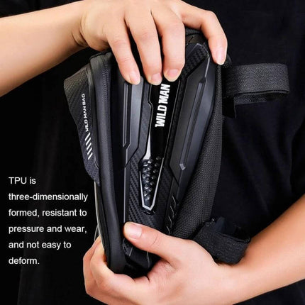 Wild Man Front Beam Bag For Mountain Bike Black Daily Rides compact black TPU front beam bag with touchscreen window and charging outlet