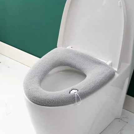 Cozy Knitted Toilet Cover for Daily Home Comfort - soft gray knitted toilet seat cover for warmer morning routines, easy to install and remove