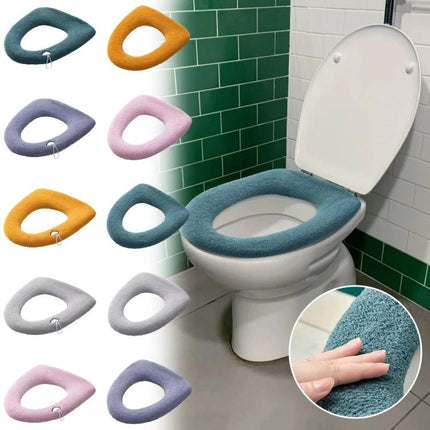 Cozy Knitted Toilet Cover for Daily Home Comfort soft removable knitted seat cover in teal for warmer bathroom routines