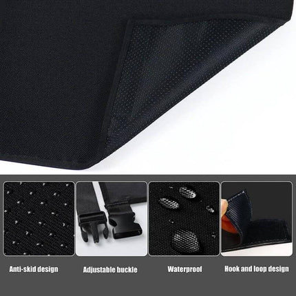 Kids Airplane Seat Extender Cushion 79 x 44 cm For Travel - black waterproof anti-skid pad with adjustable buckle and hook-and-loop edges