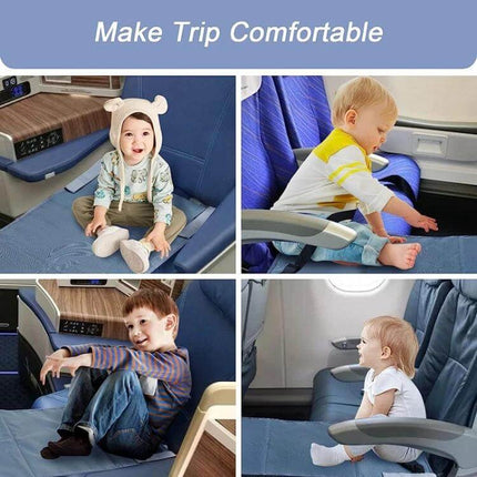 Kids Airplane Seat Extender Cushion 79 x 44 cm For Travel - children sitting comfortably on padded seat extender during flight
