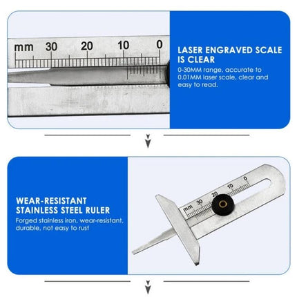 Practical Tool for Checking Tire Tread Depth in Daily Vehicle Maintenance - stainless steel, laser engraved scale, wear-resistant gauge