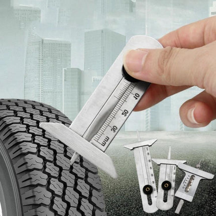 Practical Tool for Checking Tire Tread Depth in Daily Vehicle Maintenance; hand-held tire tread depth gauge measuring tire wear