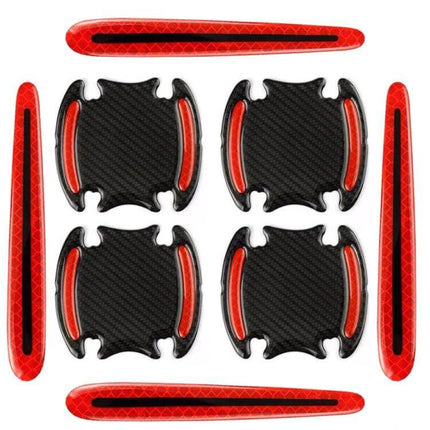 Reflective Safety Stickers for Car Doors and Mirrors, 8-Piece Set - red PET reflective door and mirror safety stickers for nighttime visibility