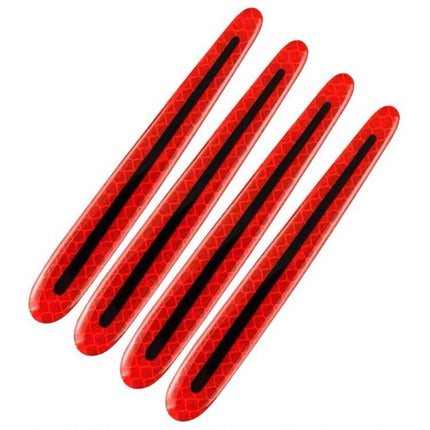 Reflective Safety Stickers for Car Doors and Mirrors, 8-Piece Set - red PET reflective strips for improved nighttime vehicle visibility