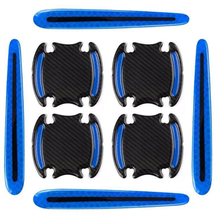 Reflective Safety Stickers for Car Doors and Mirrors, 8-Piece Set – blue PET reflective door and mirror safety decals for nighttime visibility