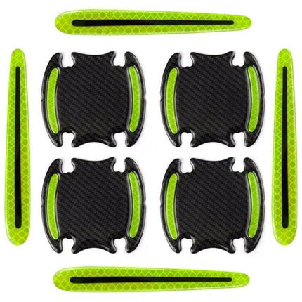Reflective Safety Stickers for Car Doors and Mirrors, 8-Piece Set - green PET reflective decals for doors and mirrors to enhance nighttime visibility