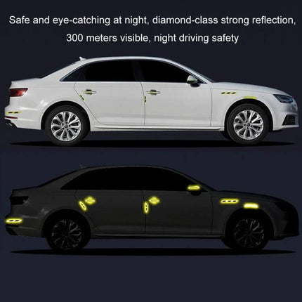 Reflective Safety Stickers for Car Doors and Mirrors, 8-Piece Set - PET reflective car door and mirror decals for improved night visibility (8pcs)