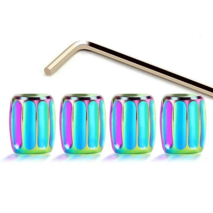 4-Pack Metal Anti-Theft Tyre Valve Core Caps, Multicolor - multicolor metal valve caps set with anti-theft design for cars motorcycles bicycles