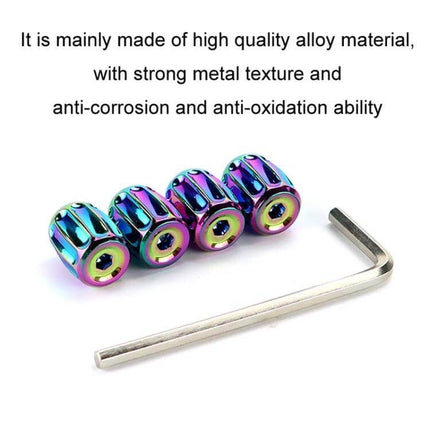 4-Pack Metal Anti-Theft Tyre Valve Core Caps, Multicolor - multicolor alloy anti-corrosion valve caps with hex key for cars motorcycles bicycles