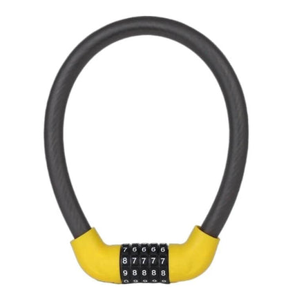 5-Digit Bicycle And Electric Vehicle Lock 40 X 1.72cm, yellow ABS/PVC shell with weather-resistant steel cable and 5-digit combination