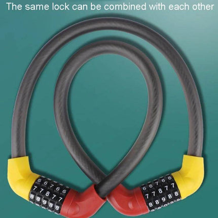 5-Digit Bicycle And Electric Vehicle Lock 40 X 1.72cm - black cable lock with red yellow 5-digit combination heads for bikes and e-bikes