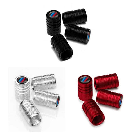 Aluminium Alloy Checkered Tricolour Car Wheel Valve Cap For Tires - set of durable aluminium alloy checkered valve caps in black silver red, anti-theft, dustproof