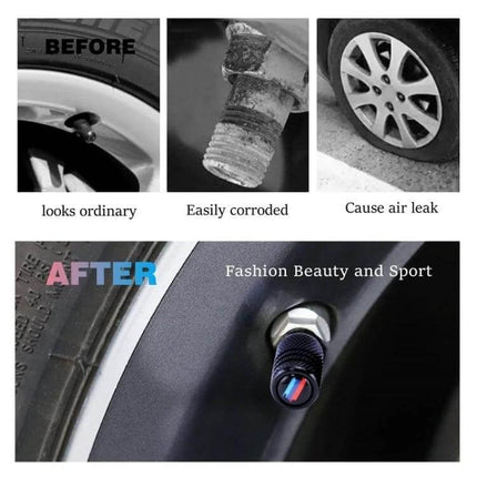 Aluminium Alloy Checkered Tricolour Car Wheel Valve Cap For Tires - durable aluminium alloy valve cap resists corrosion, seals dust and prevents leaks