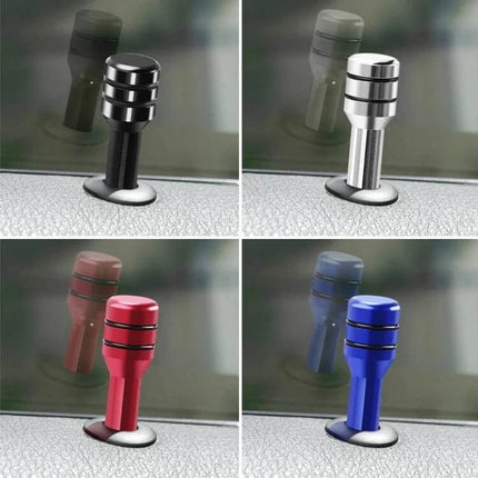 Car Aluminium Door Lift Safety Latch Universal Fit shown in four colors (black, silver, red, blue) mounted on car door lift position