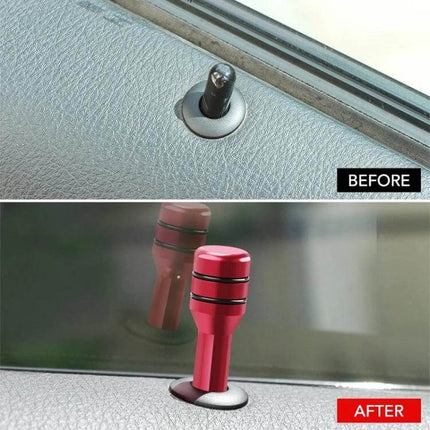 Car Aluminium Door Lift Safety Latch Universal Fit - before and after red aluminium alloy door lock replacement showing clean unobtrusive installation