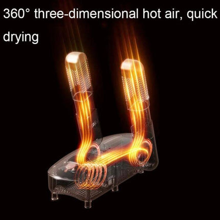 Purple UV Sterilizing Shoe Dryer With 360 Degree Hot Air demonstrating 360° hot air flow and UV drying for sneakers and boots