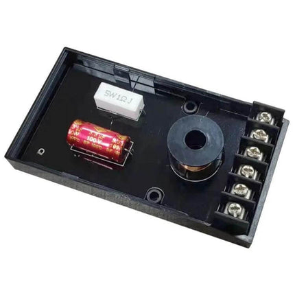 KUERL 2 Way Car Audio Frequency Divider Universal Crossover Filter black inline crossover module with screw terminals and components