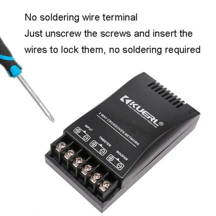 KUERL 2 Way Car Audio Frequency Divider Universal Crossover Filter with no-solder screw terminal for easy tweeter and woofer wiring