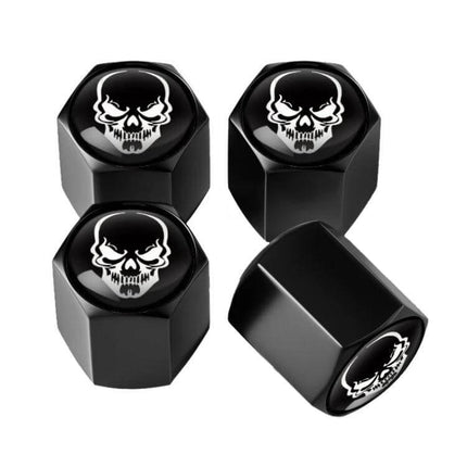 Skeleton Metal Tire Valve Caps For Cars 4 Piece Set - black zinc alloy skull design valve stem caps protecting against moisture and corrosion
