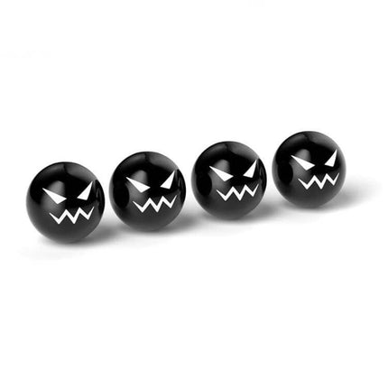 Devil Ball Tire Valve Caps 4 Pack For Cars And Trucks - black evil face ABS caps with copper core, corrosion-resistant valve protection