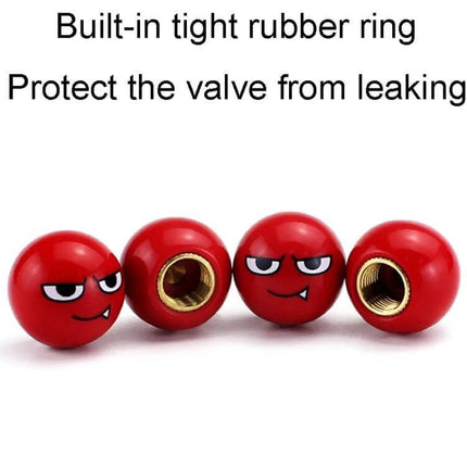 Devil Ball Tire Valve Caps 4 Pack For Cars And Trucks red devil ball valve caps with copper core and tight rubber ring protecting valve stems