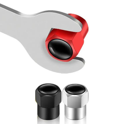 Hexagonal Metal Tire Valve Caps 4 Pack For Cars Keeps Valves Clean