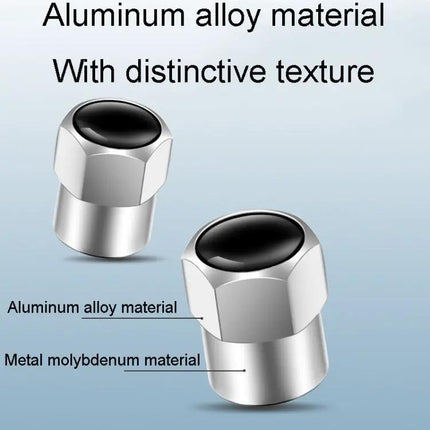 Hexagonal Metal Tire Valve Caps 4 Pack For Cars Keeps Valves Clean