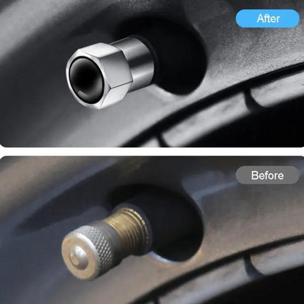 Hexagonal Metal Tire Valve Caps 4 Pack For Cars Keeps Valves Clean