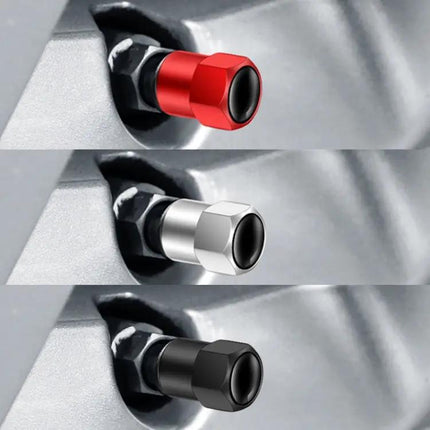 Hexagonal Metal Tire Valve Caps 4 Pack For Cars Keeps Valves Clean