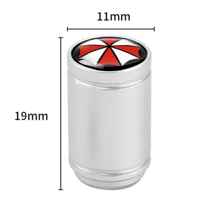 Aluminum Alloy Tire Valve Caps For Everyday Use Set Of 4 - silver 11mm x 19mm valve cap with red-and-white umbrella emblem