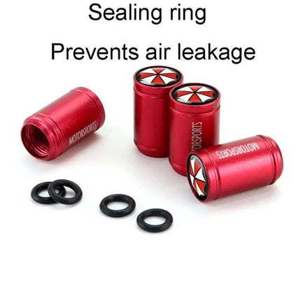 Aluminum Alloy Tire Valve Caps For Everyday Use Set Of 4 - red brushed finish caps with sealing rings to prevent air leakage, universal fit for cars bikes motorcycles